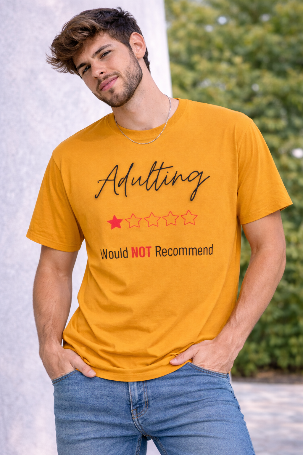 ⭐ Vyral One-Star Review: "Adulting" Men's Tee 😉