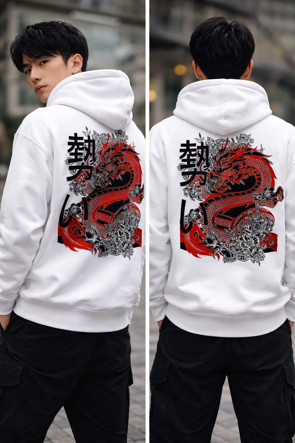 Unisex Oversized Dragon Back Hoodie